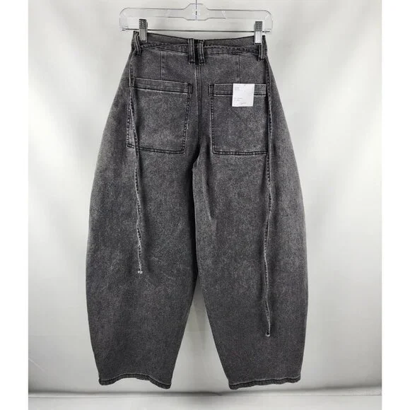 Vigoss Jeans Womens 0/24 Black Belted Barrel Leg Denim VC-P03222A (24x26) NWT - Picture 8 of 13